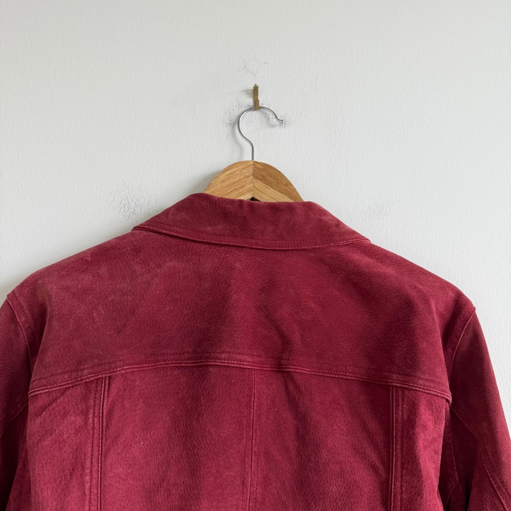 Vintage Maroon Suede Silver Snap Front Suede Jacket - Picture 14 of 14